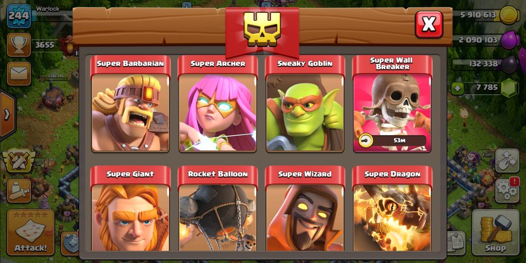 super troops in coc list
