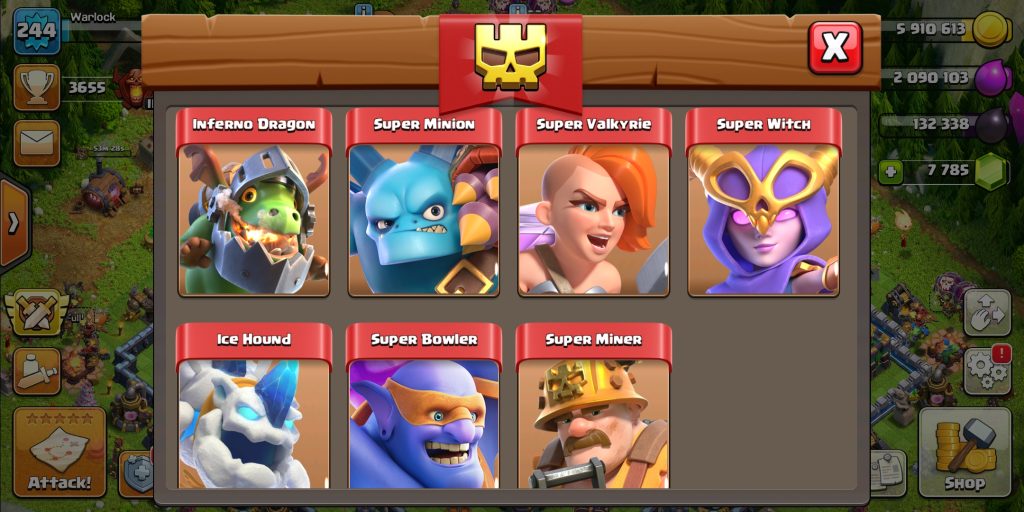 super troops list in coc
