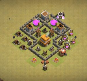 Town hall 4 base layout 15