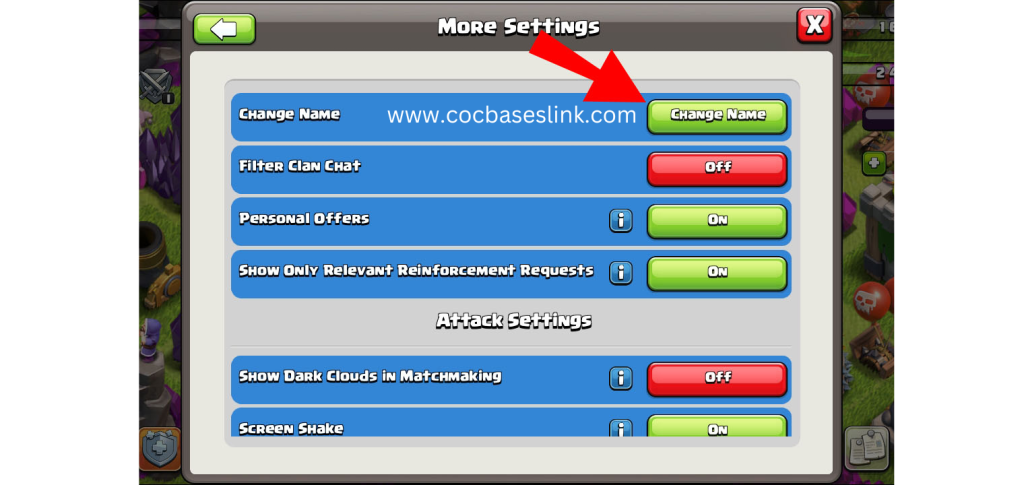How to change name of clash of clans